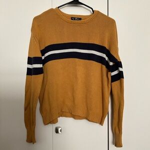 Say What? Women’s Mustard and Navy Crewneck Sweater
